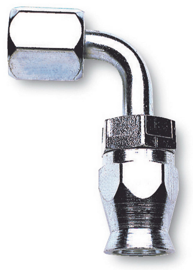 Russell Endura Hose Fitting #6 90 Degree TFE Hose End, Steel, Nickel Anodized, 6 AN to 6 AN Female