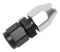 Russell Part Number 639203 6 AN Female Swivel to 3/8 Inch Tube Fitting in Black and Silver Anodized Aluminum