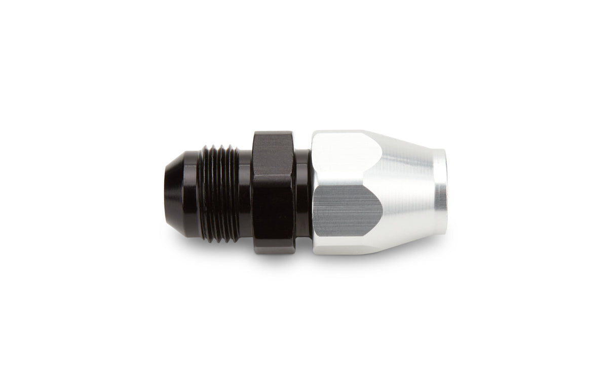 Russell #639213 6 AN Male to 3/8 Inch Tube Fitting Aluminum Black and Silver Anodized