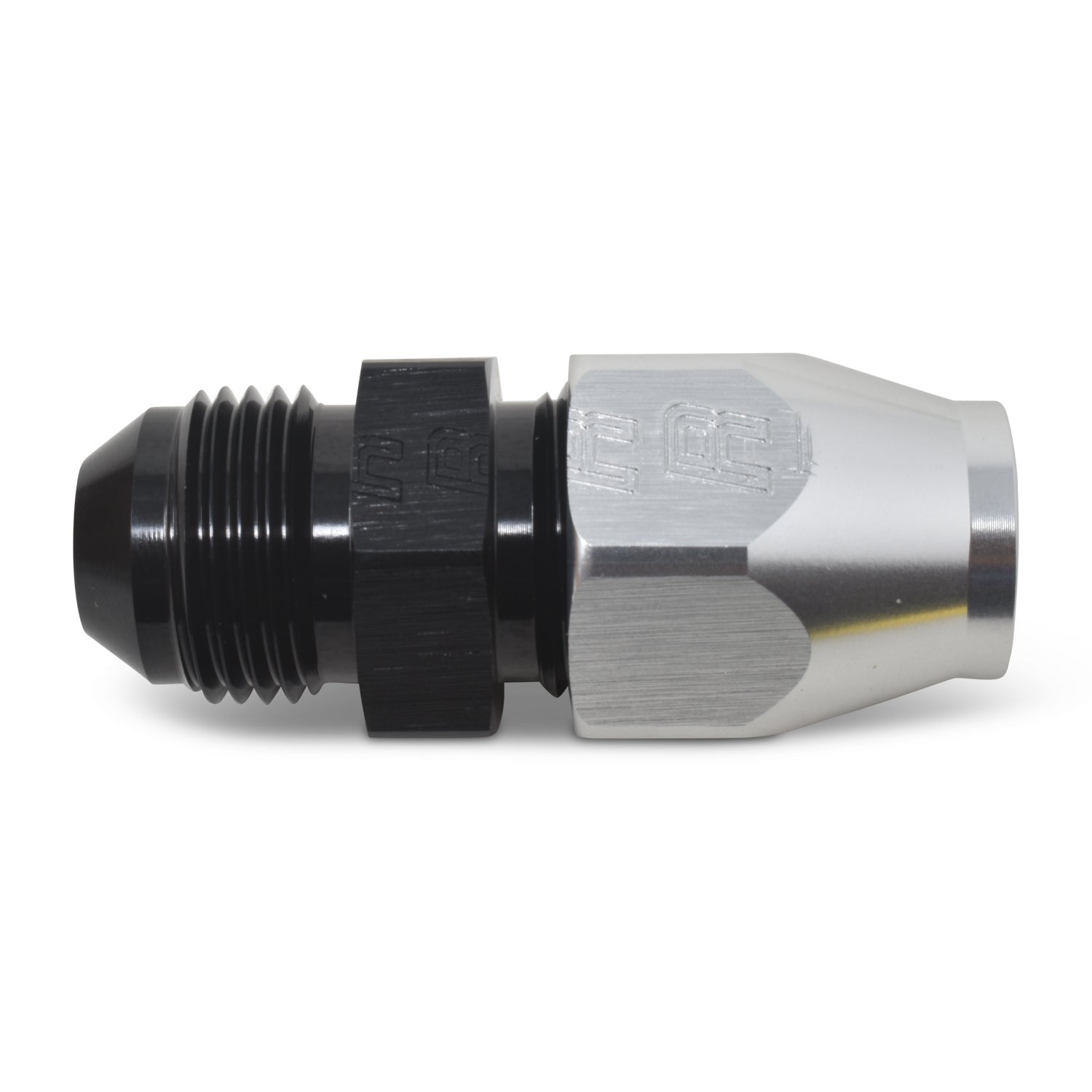 Russell #639233 8AN Male to 1/2 Inch Tube Fitting, Straight, Aluminum, Black and Silver Anodized