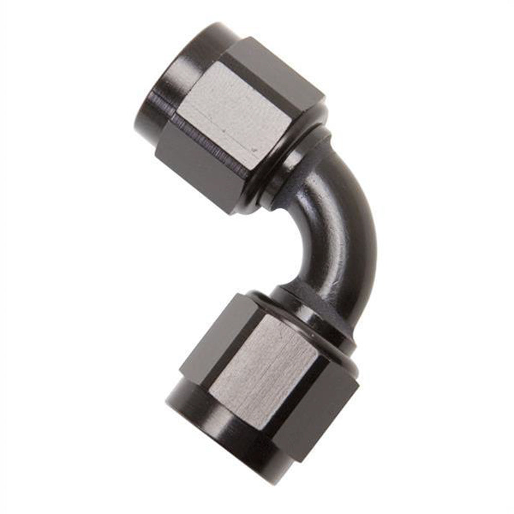 Russell 640183 10AN 90-Degree Female to Female Aluminum Fitting Black Anodized