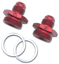 Russell 640220 6AN Male Dual Feed Fitting for Holley Carburetors, Aluminum Red Anodized Pair