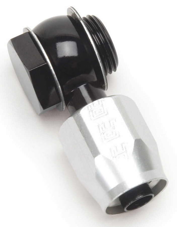 Russell P/C #6 Carter Banjo Carb Fitting with 6 AN Male to 5/8-20 Banjo Aluminum Black and Silver Anodized