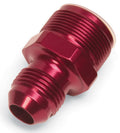 Russell Carburetor Inlet Fitting #640350, 8 AN Male to 1-20 Inch Male, Aluminum, Red Anodized, For Quadrajet Carburetors