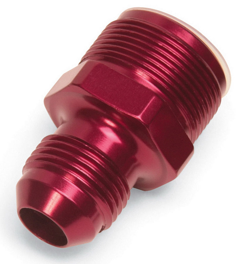 Russell Carburetor Inlet Fitting #640350, 8 AN Male to 1-20 Inch Male, Aluminum, Red Anodized, For Quadrajet Carburetors
