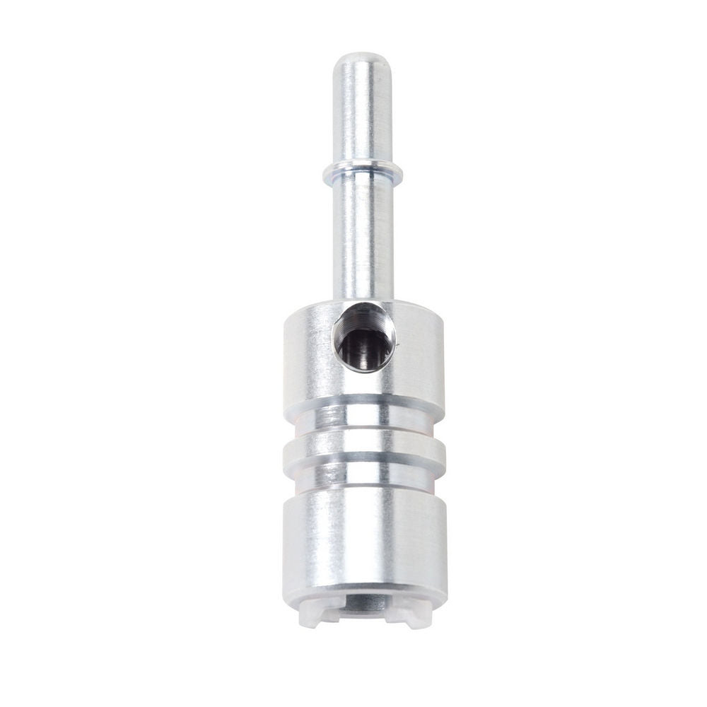 Russell 640730 Fuel Pressure Gauge Adapter Fitting, 3/8 Inch SAE Male Quick Disconnect to 3/8 Inch SAE Female Quick Disconnect, 1/8 Inch NPT Gauge Port, Steel with Zinc Coating