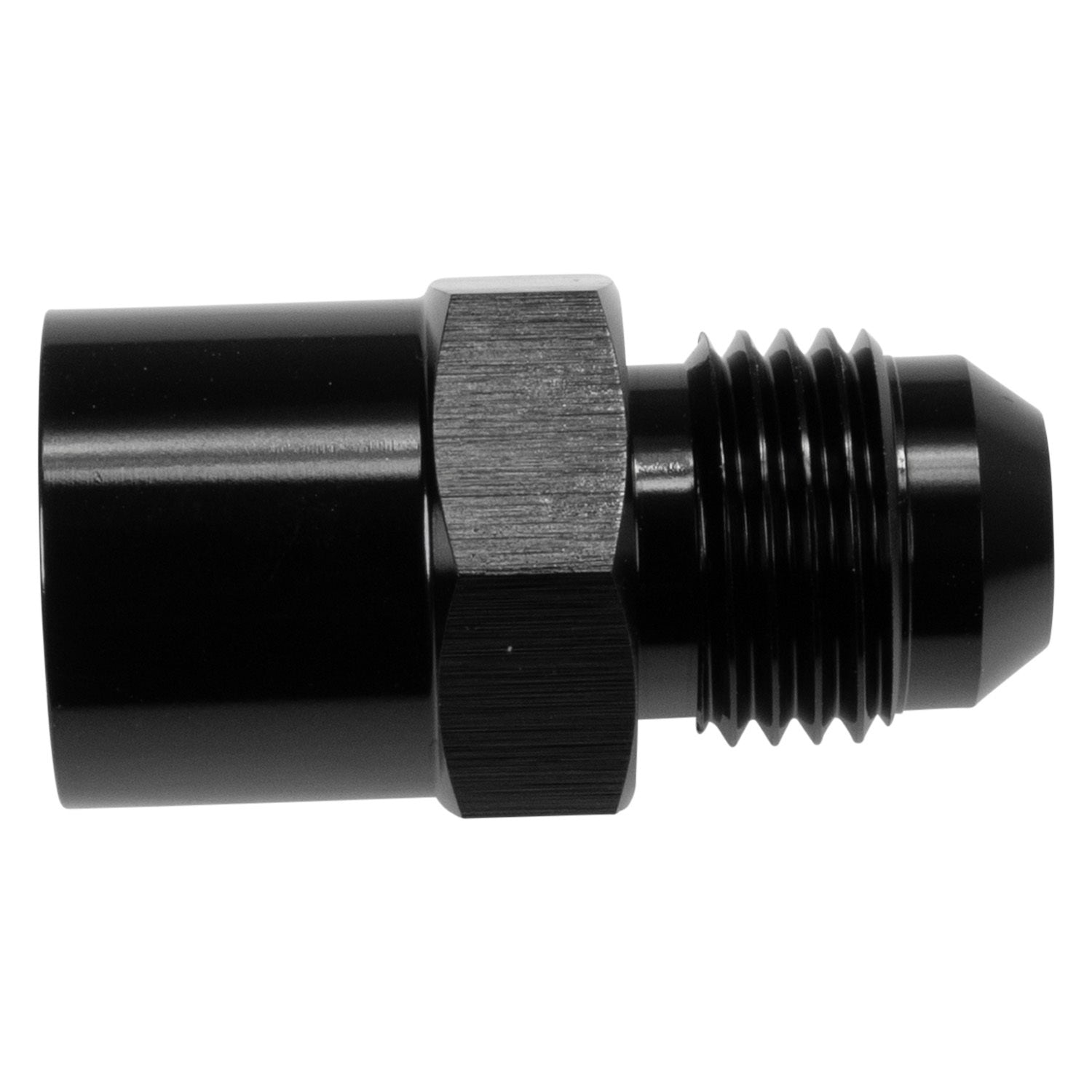 Russell M14 x 1.5 Female O-Ring Adapter Fitting with 6 AN Male Connection, Black Anodized Aluminum