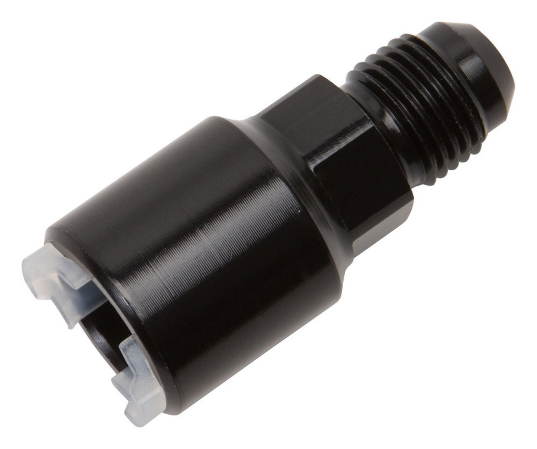 Russell 640853 Push-On EFI Fitting with 6 AN Male to 3/8 Inch SAE Female Quick Disconnect in Black Anodized Aluminum