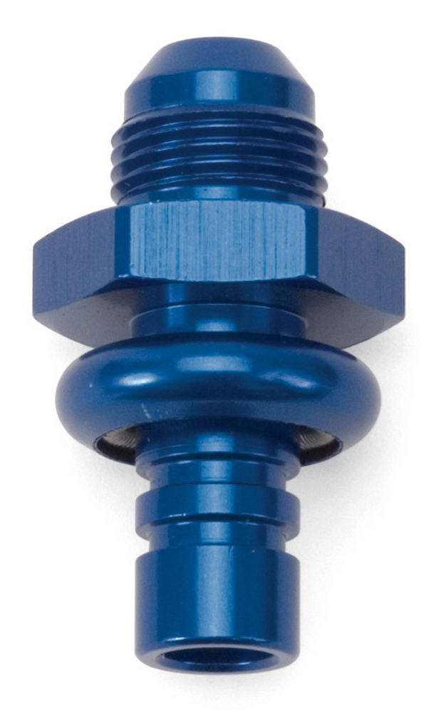 Russell 640900 Ford EFI Pressure Side Fitting, 6 AN Male to Ford Adapter, Aluminum Blue Anodized