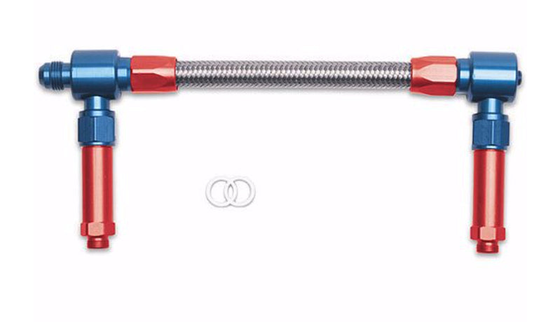Russell #641150 Dual Inlet Fuel Line Kit for Holley 4150 Carburetors with 8 AN Male Inlet and Braided Stainless Hose