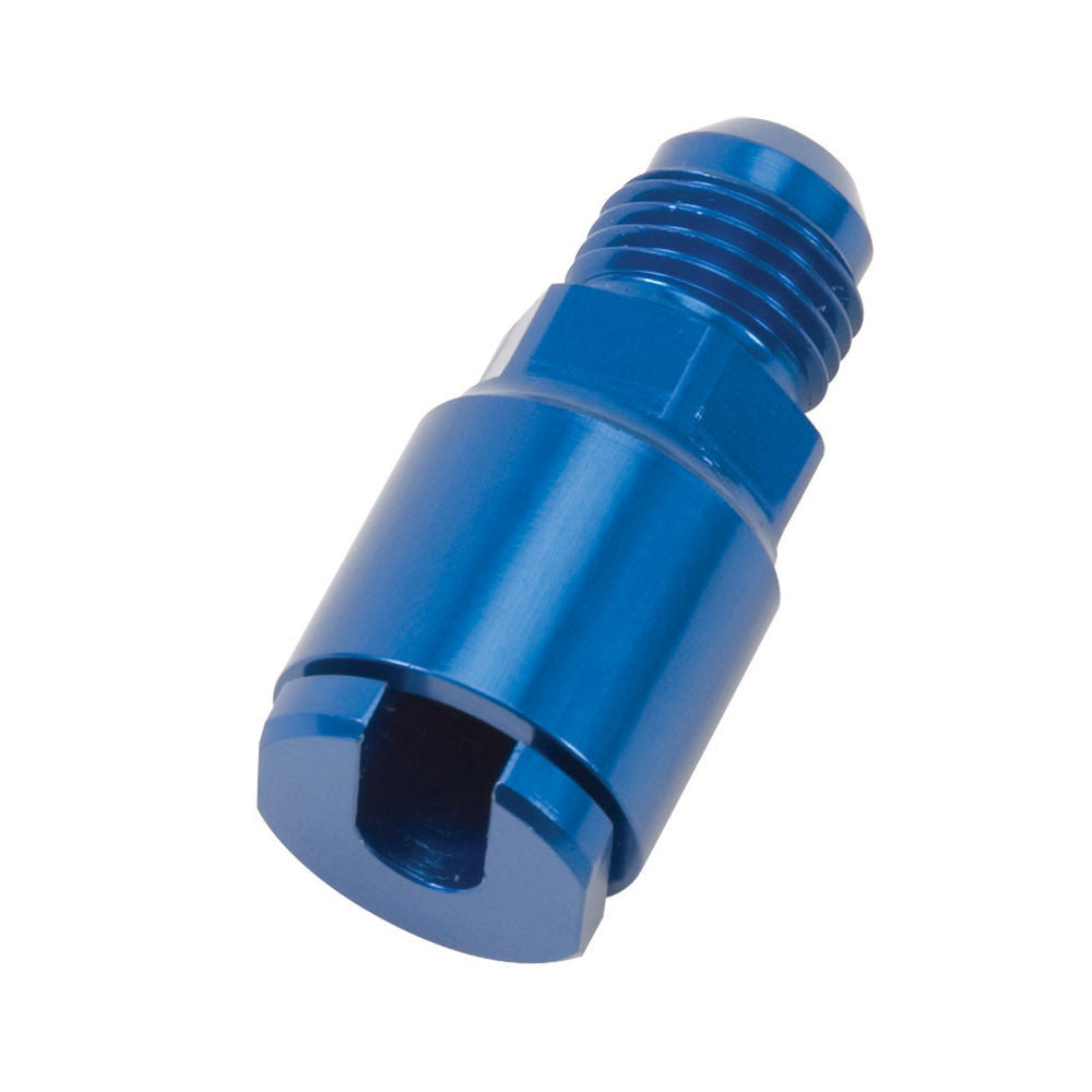 Russell EFI Fuel Fitting 641300 6AN Male to 1/4 Inch SAE Female Adapter Aluminum Blue