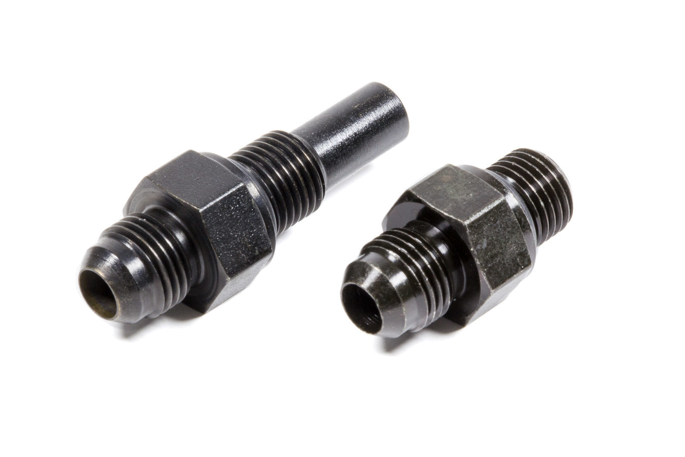 Russell 641390 Transmission Cooler Lines Adapter Fittings Pair with 6AN Male to 1/4 Inch Male O-Ring Aluminum Black Anodized