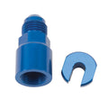 Russell EFI Adapter Fitting 8AN Male to 3/8 Inch SAE Quick Disconnect Aluminum Blue Anodized