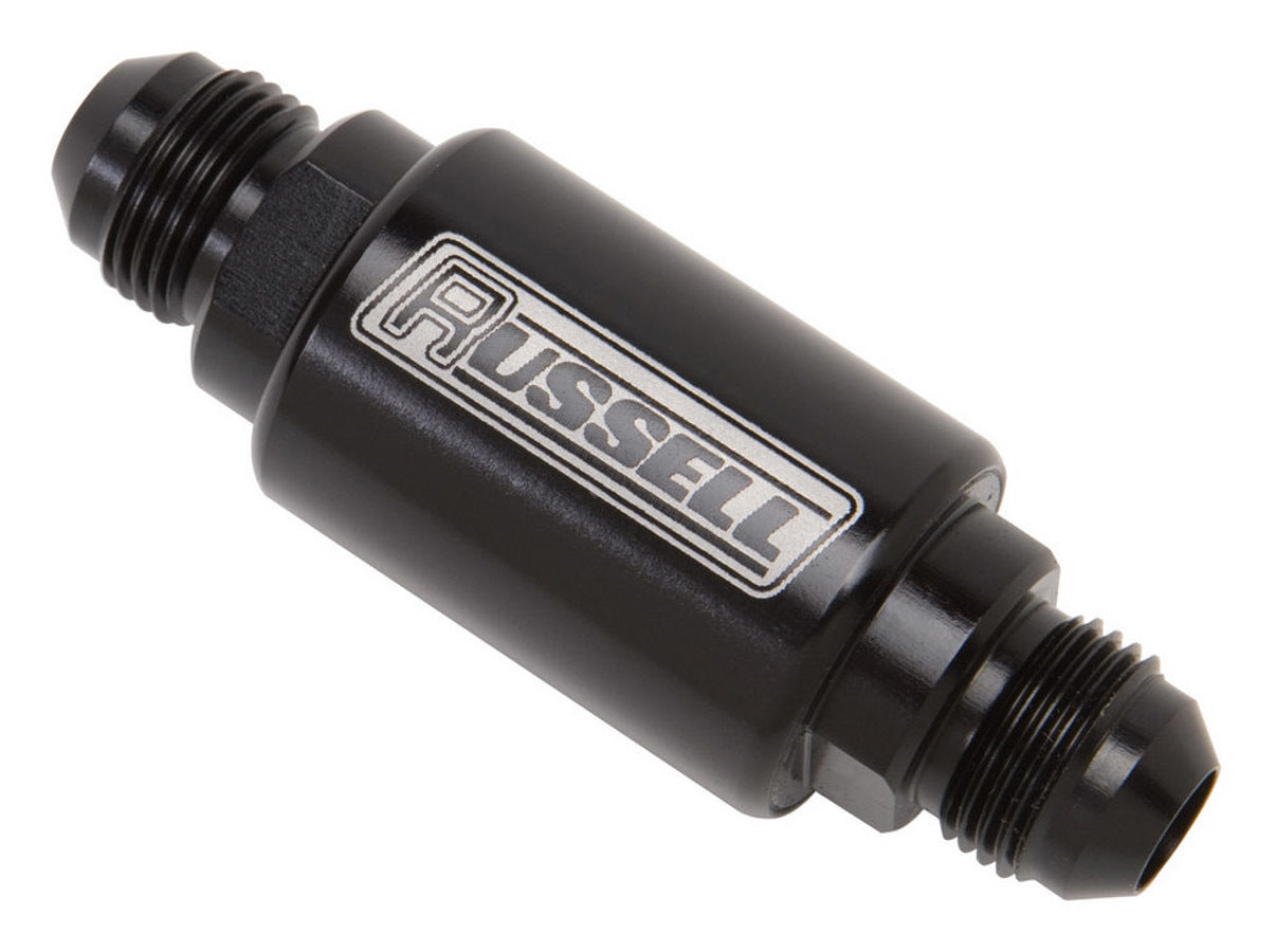 Russell 650133 Competition Series In-Line Fuel Filter with Stainless Steel Element and 6 AN Male Fittings