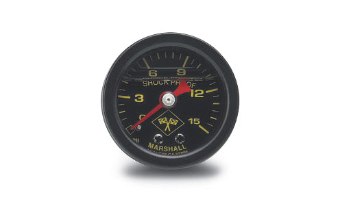 Russell 650310 0-15 psi Mechanical Liquid Filled Analog Pressure Gauge with 1-1/2 Inch Diameter Black Face