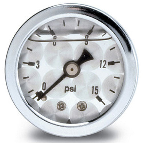 Russell 650390 Mechanical Fuel Pressure Gauge 0-15 PSI Liquid Filled 1-1/2 Inch Diameter