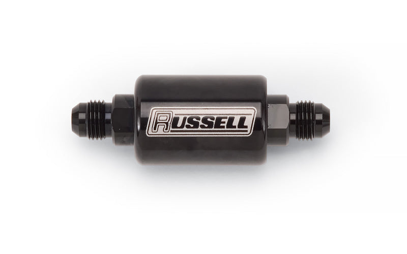 Russell Check Valve 650613 with 8AN Male Inlet and Outlet, Aluminum, Black Anodized