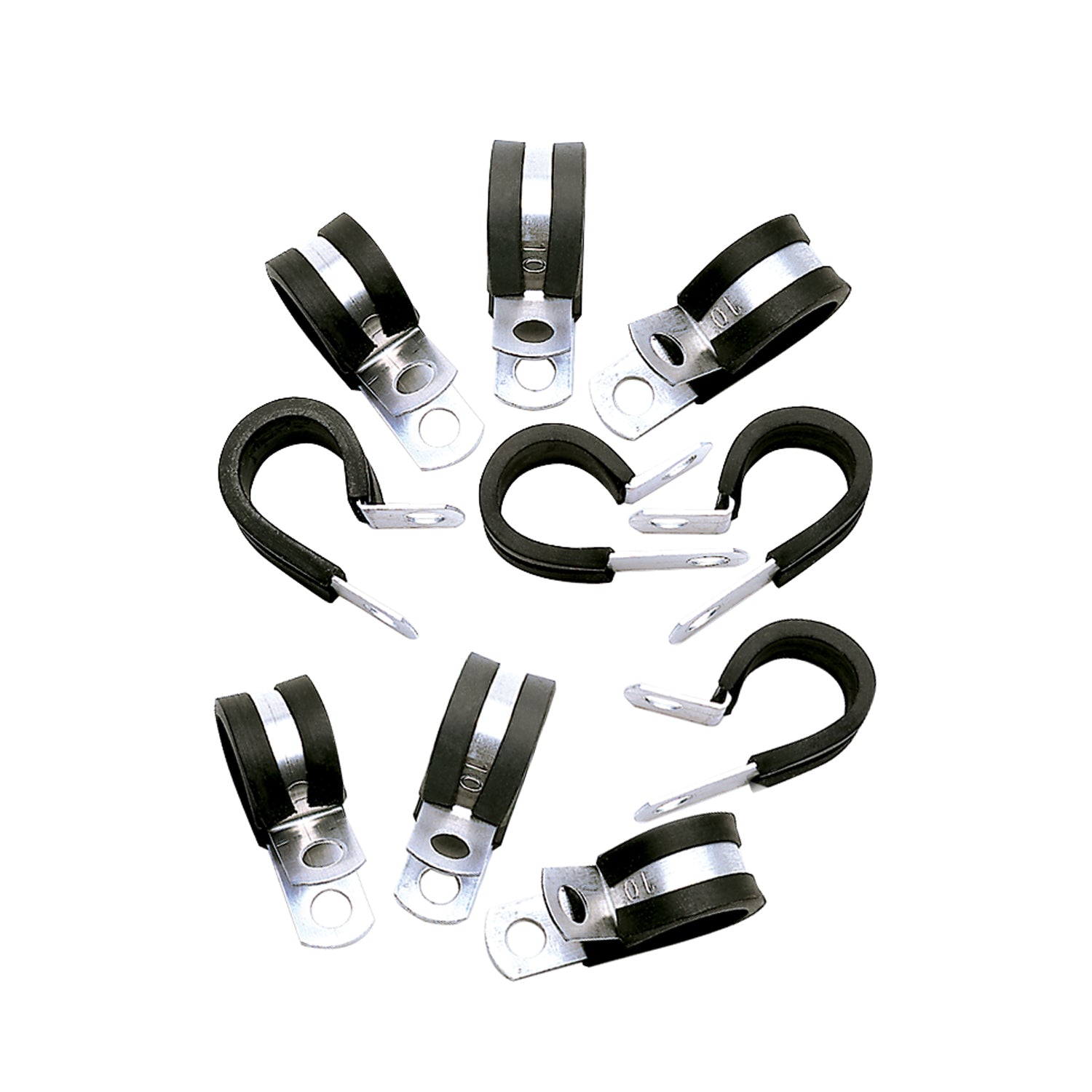 Russell 650970 4AN Hose Cushion Clamps Set of 10 with Rubber Lining and Steel Construction