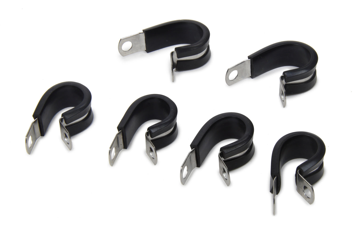 Russell 651000 Cushion Clamps #10, 10 AN Hose, Rubber Lining, Steel, Set of 6