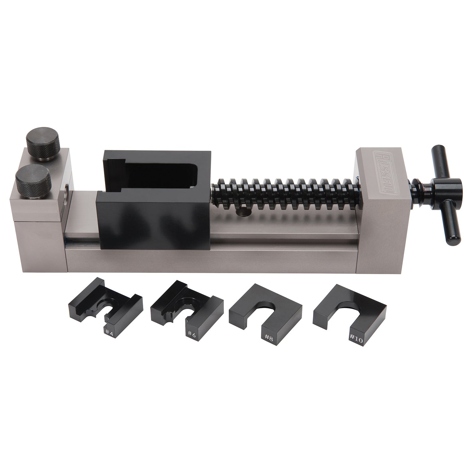 Russell 654450 Twist Lok Hose Assembly Tool Kit for 4, 6, 8, and 10 AN Fittings, Aluminum, Black and Gray Anodized Finish