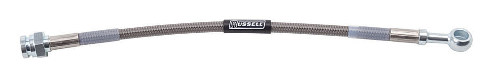 Russell 657380 Powerflex Brake Line Assembly 24 Inch - Braided Stainless Steel, PTFE Lined, 3/8 Inch NPT Female to 10mm Banjo