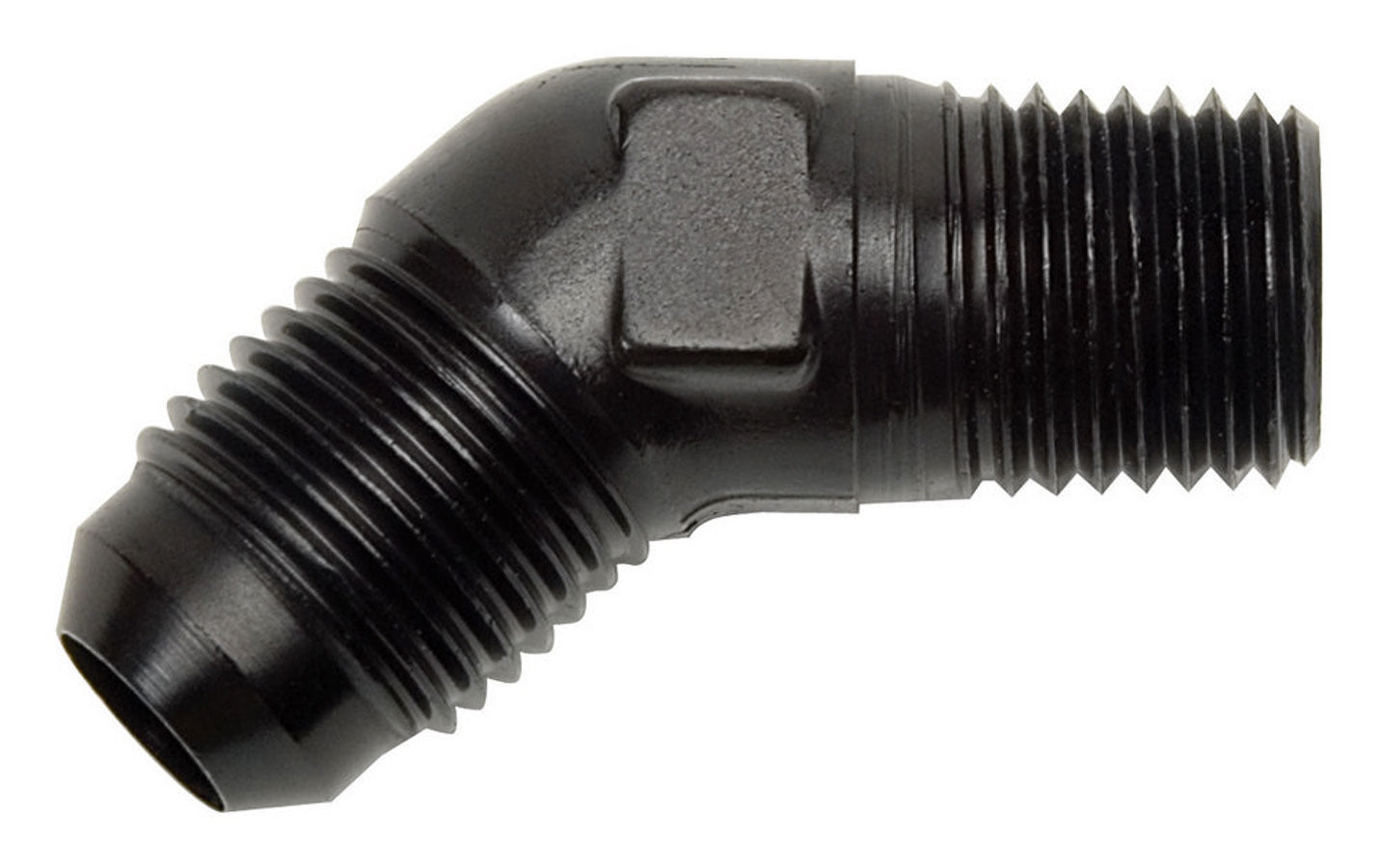 Russell 660103 6AN to 45 Degree 1/8 Inch NPT Male Adapter, Aluminum Black Anodized