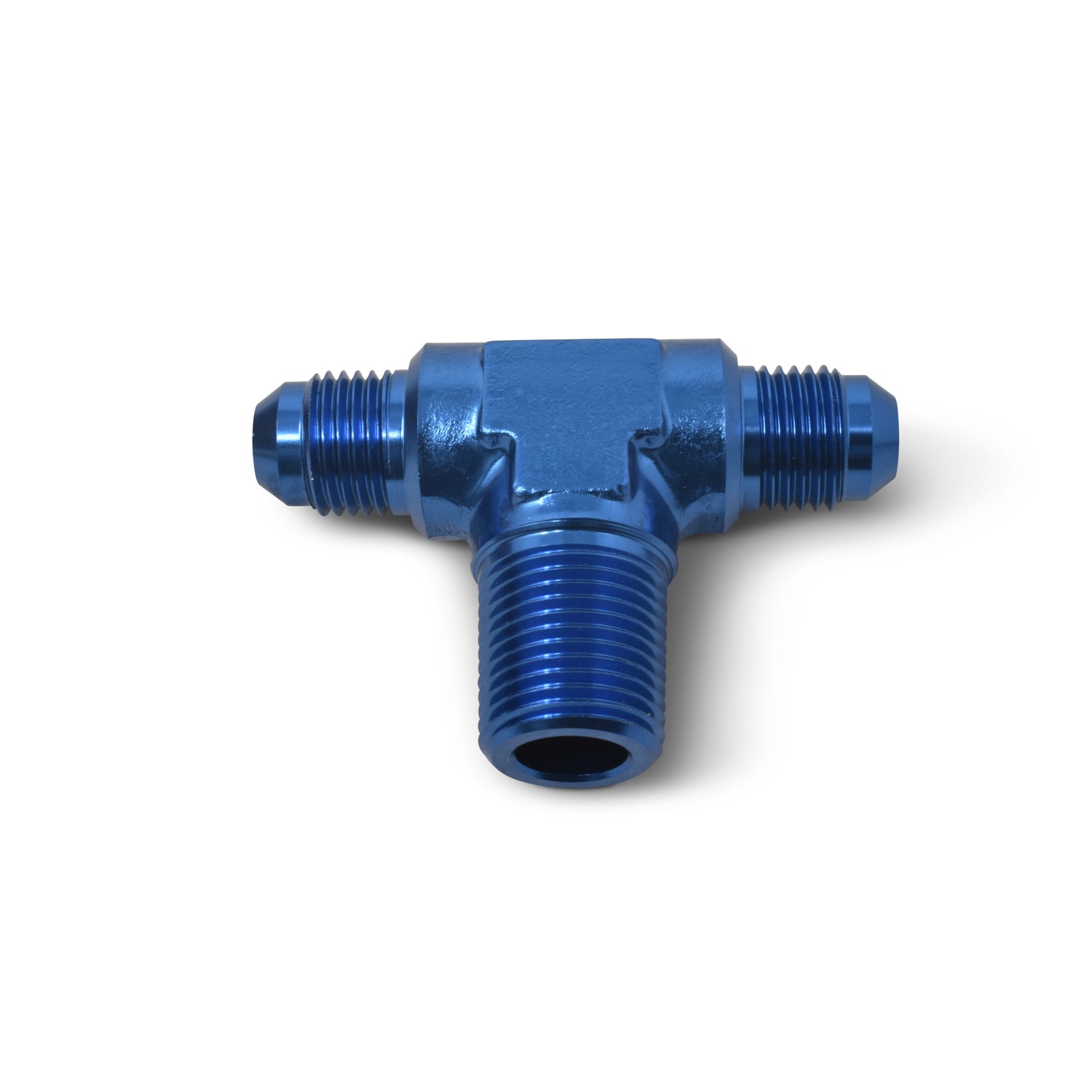Russell 660120 6AN to 3/8 Inch NPT Aluminum Adapter Tee with Blue Anodized Finish