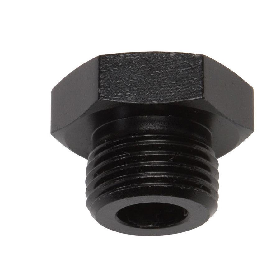 Russell 660283 8AN Plug with O-Ring, Hex Head, Aluminum, Black Anodized