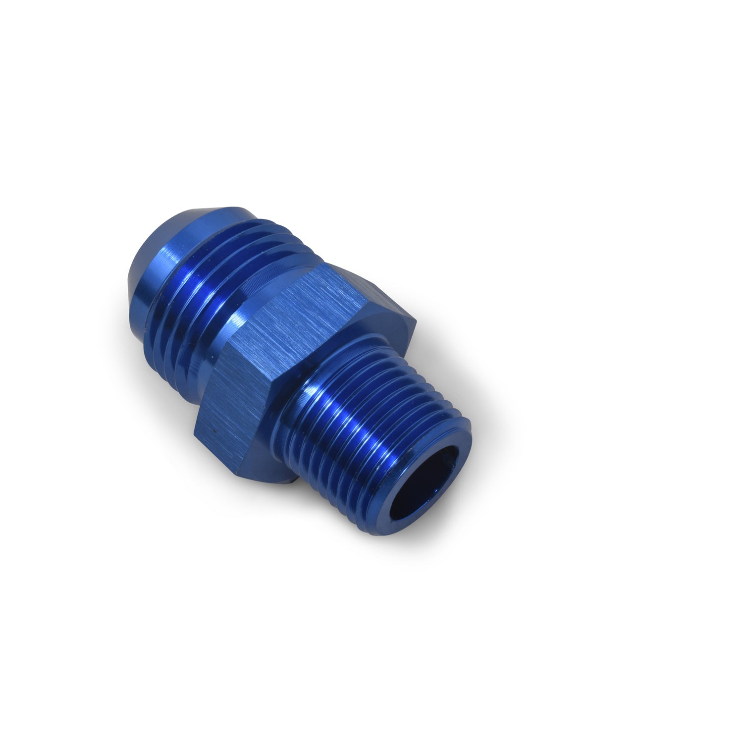 Russell 660470 8AN Male to 1/4 Inch NPT Male Straight Fitting, Aluminum, Blue Anodized