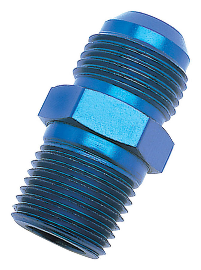 Russell Adapter Fitting #10 Male to 1/2 Inch NPT Male Aluminum Blue Anodized