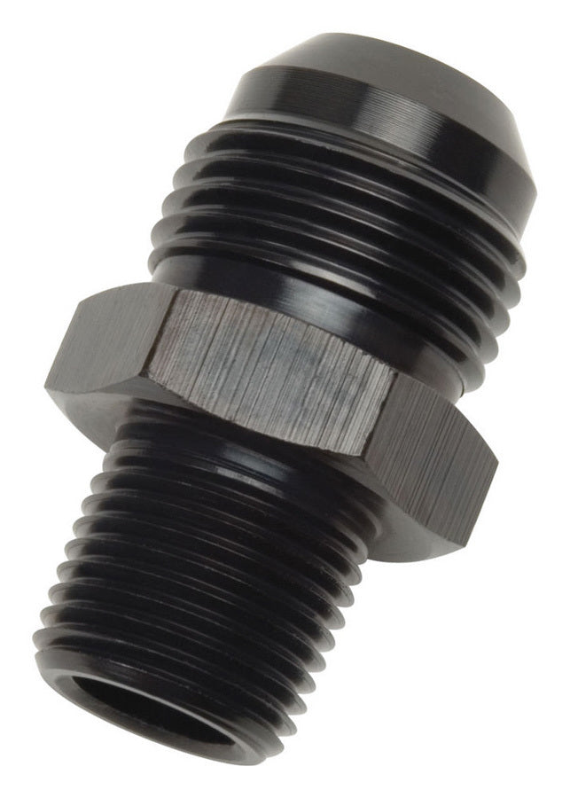 Russell P/C #10 to 1/2 NPT Male Straight Adapter Fitting Aluminum Black Anodized