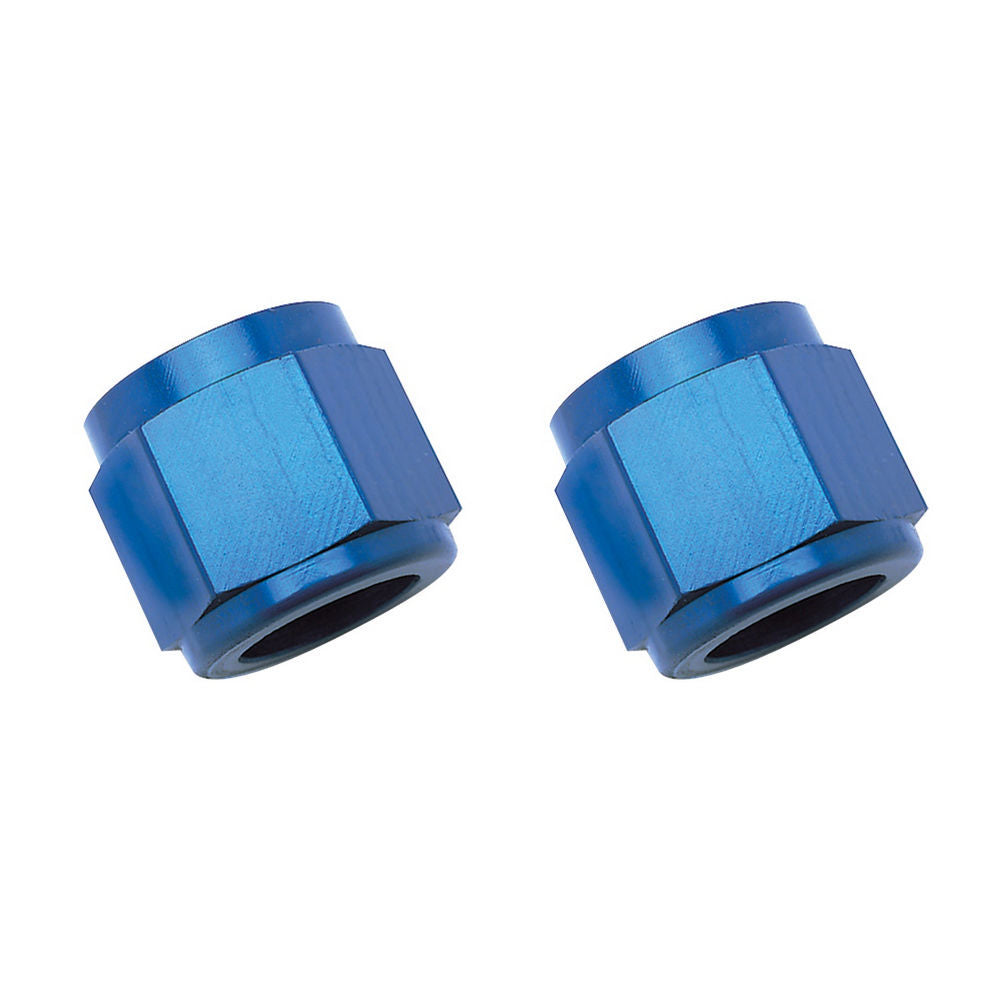 Russell 660570 3/8 Inch Tube Nut Pair for AN Fittings, Aluminum Blue Anodized