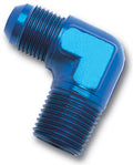 Russell Adapter Fitting #6 Male to 1/4 NPT Male 90 Degree Aluminum Blue Anodized