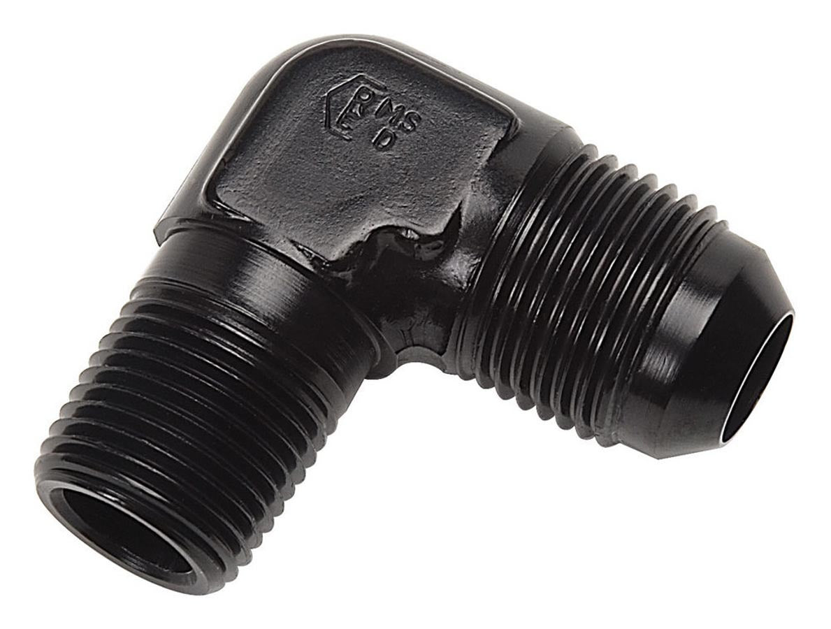 Russell 660833 6AN to 1/8 Inch NPT Male Adapter, 90 Degree, Aluminum, Black Anodized