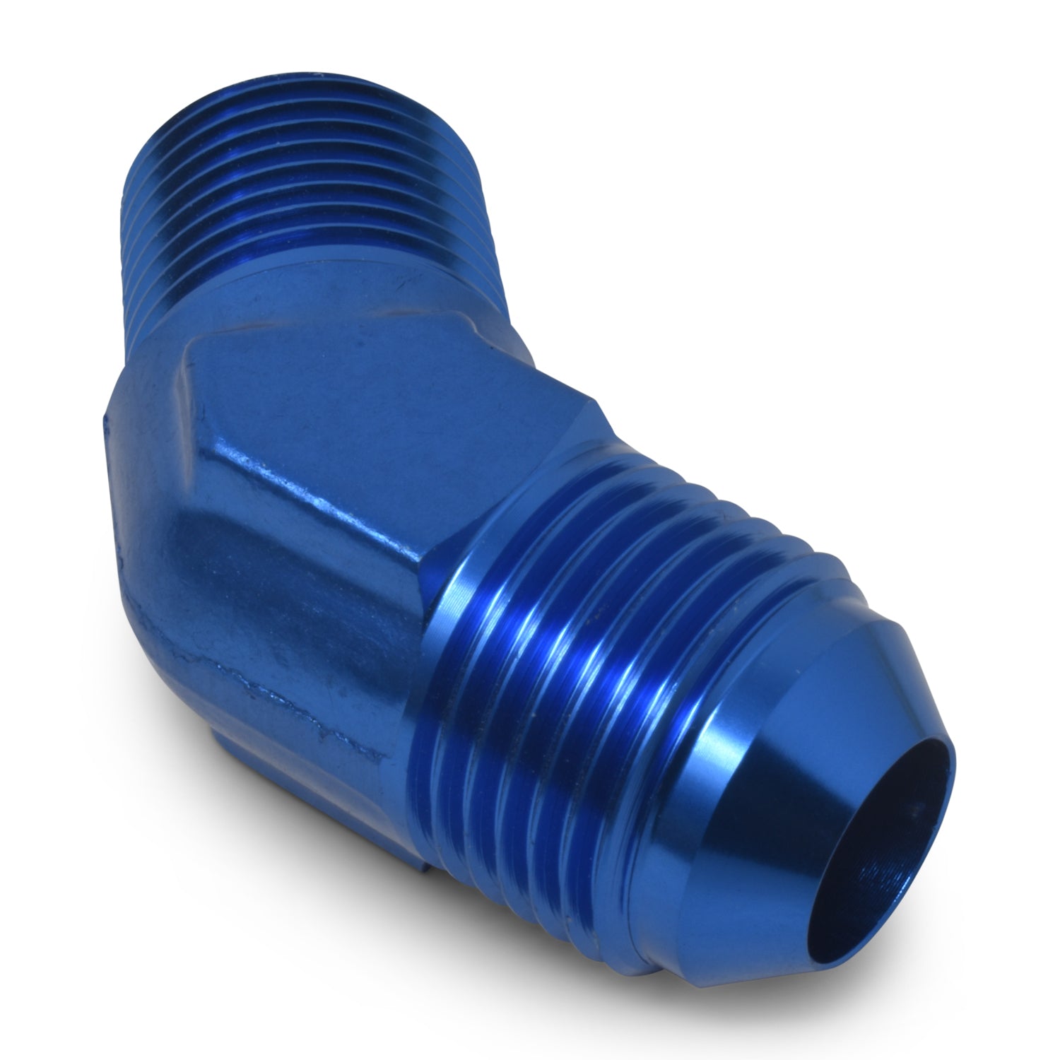 Russell 660930 3AN 45-Degree to 1/8 Inch NPT Male Adapter Aluminum Blue Anodized