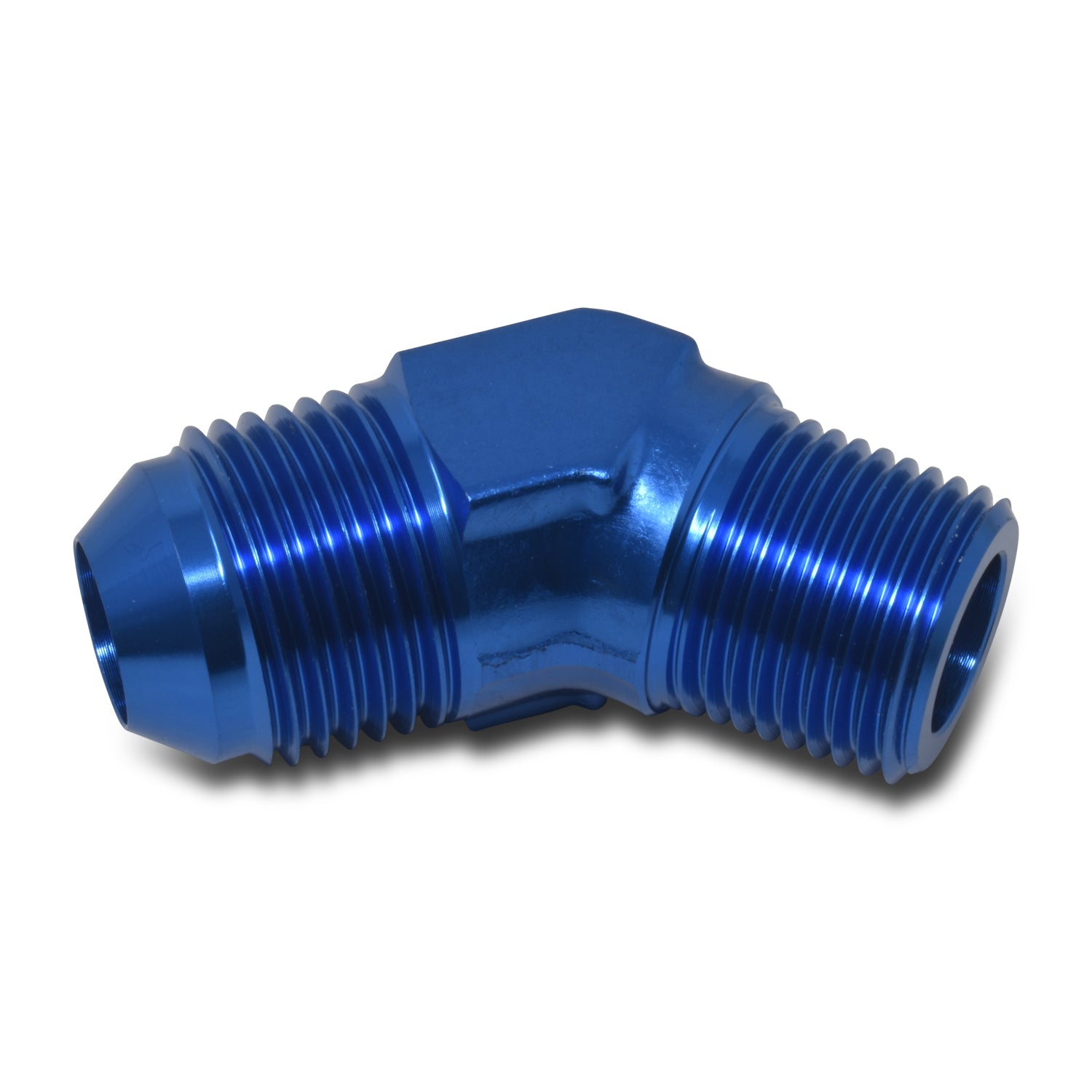 Russell 660960 8AN 45 Degree Aluminum Adapter with 3/8 Inch NPT Male Fitting, Blue Anodized