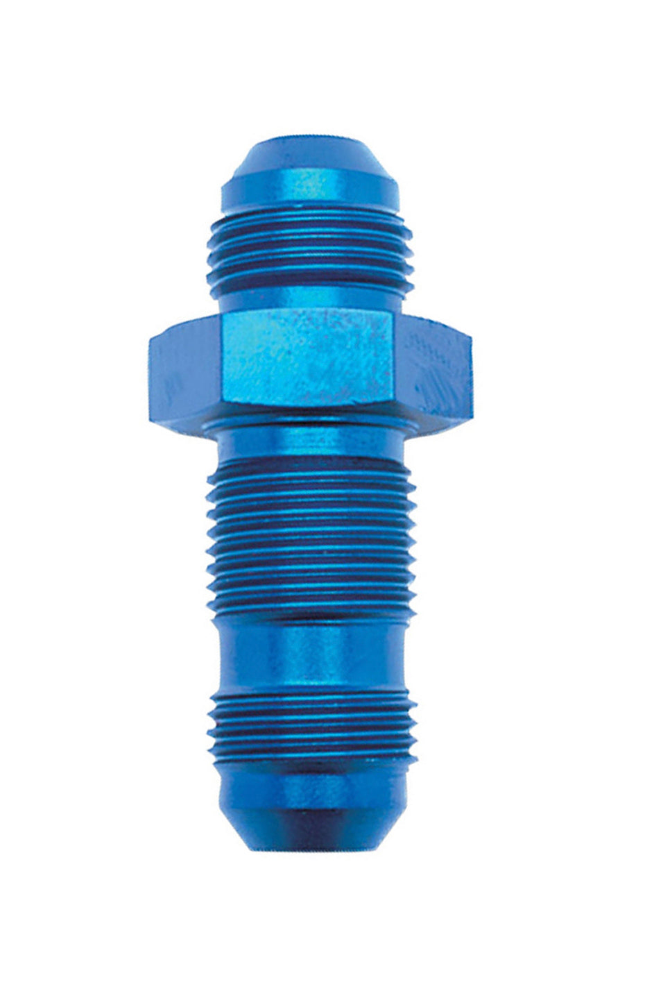 Russell 661180 6AN Male to 6AN Male Bulkhead Fitting, Aluminum, Blue Anodized