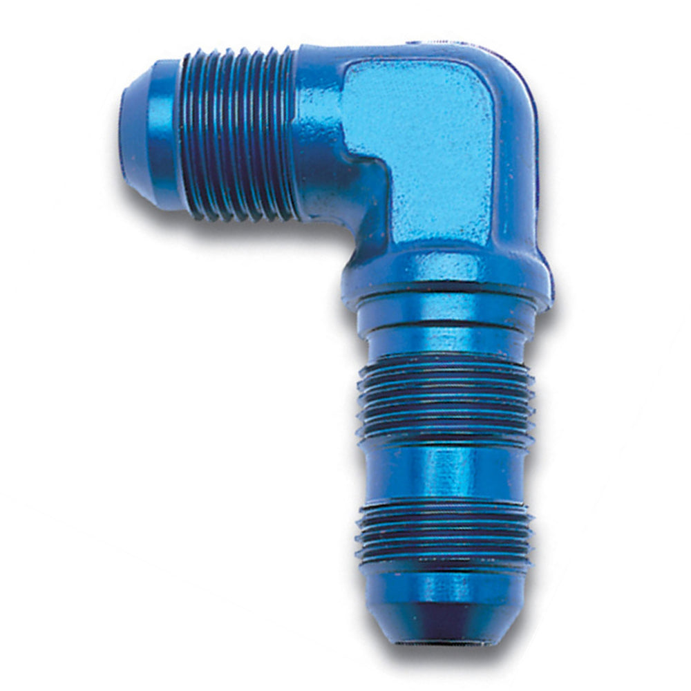 Russell 661250 6AN 90 Degree Bulkhead Fitting with Blue Anodized Aluminum