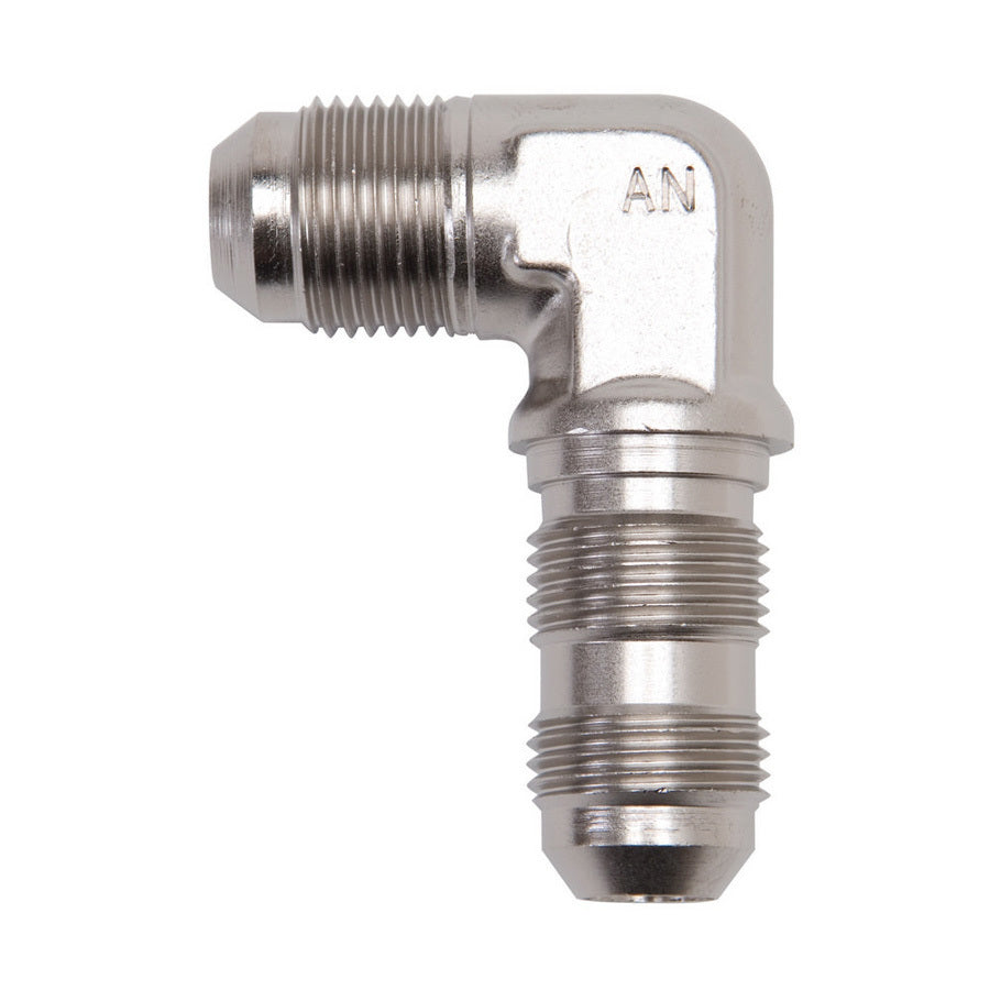 Russell 661251 Endura Bulkhead Fitting, 6AN Male to 6AN Male, 90 Degree Aluminum, Nickel Anodized