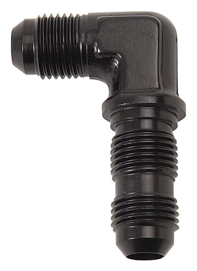 Russell 661253 6AN 90-Degree Male Bulkhead Adapter Fitting, Aluminum, Black Anodized