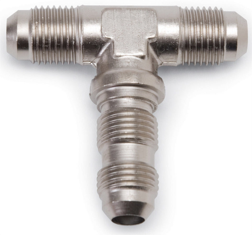 Russell 661301 #3 Bulkhead Tee Fitting Aluminum Nickel Anodized