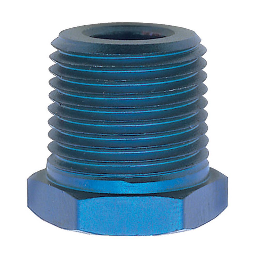 Russell 661580 Bushing Reducer 1/2 Inch NPT Male to 3/8 Inch NPT Female Aluminum Blue Anodized