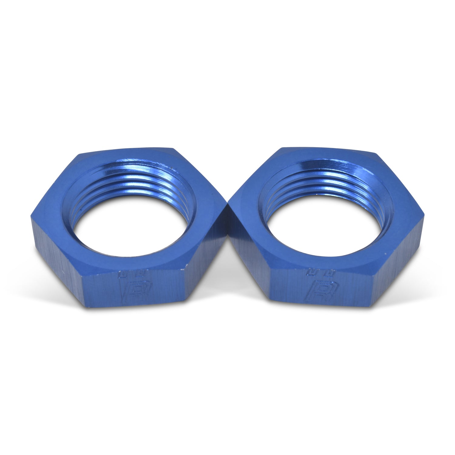 Russell 661890 6AN Bulkhead Fitting Nut Pair in Blue Anodized Aluminum