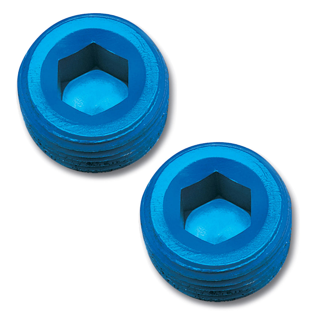 Russell 662050 Allen Pipe Plug 3/8 Inch NPT Aluminum Blue Anodized Pair