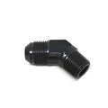 Russell 662393 6AN Male to 3/8 Inch NPT Male 45 Degree Pipe Adapter Aluminum Black Anodized