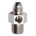 Russell 670061 Endura Adapter Fitting - 6 AN Male to 3/8 Inch NPT Male with 1/8 Inch NPT Gauge Port, Aluminum Nickel Anodized