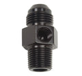 Russell P/C #6 to 3/8 NPT Straight Fitting with 1/8 NPT Gauge Port, Aluminum, Black Anodized