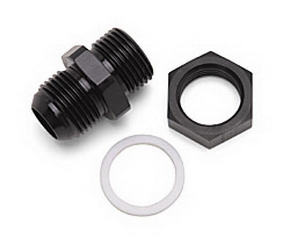 Russell 670870 #10 Fuel Cell Bulkhead Fitting with Straight 10 AN Male to Male Connection, Aluminum Black Anodized