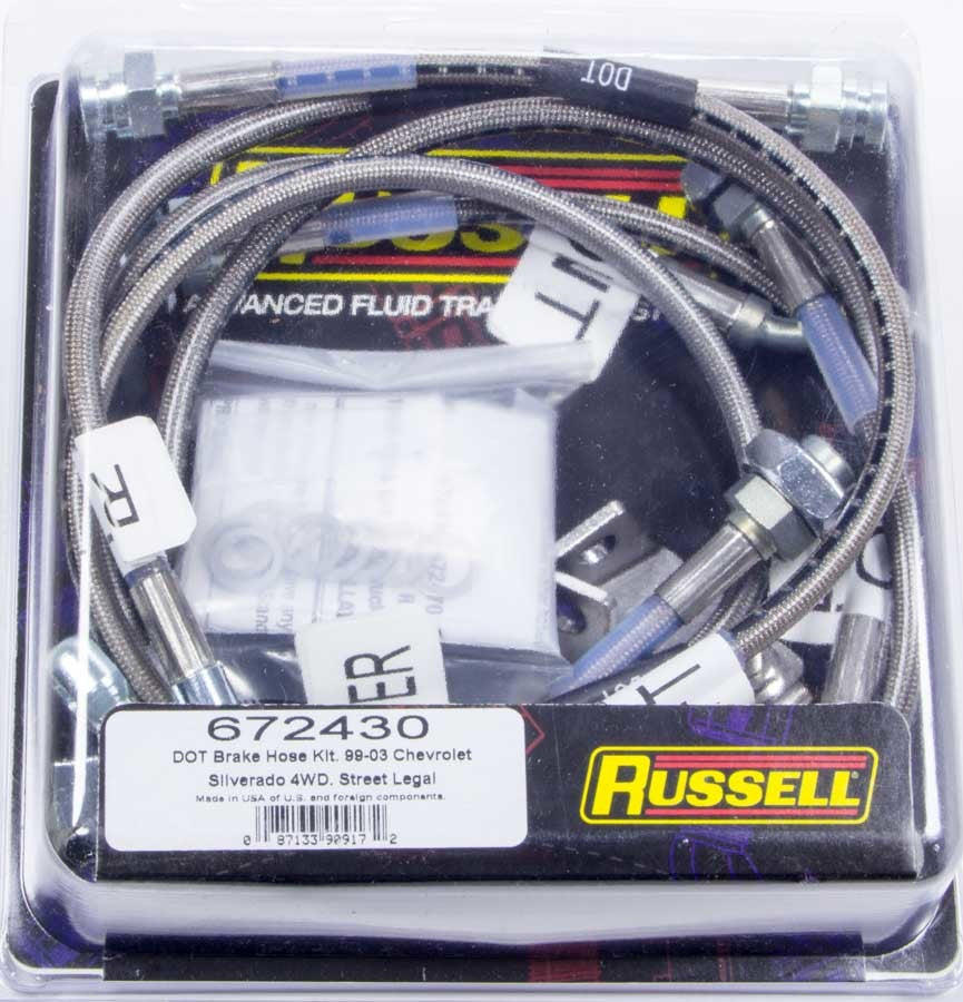 Russell Brake Line Kit for 1999-2004 Chevrolet Trucks, Braided Stainless Steel, DOT Approved