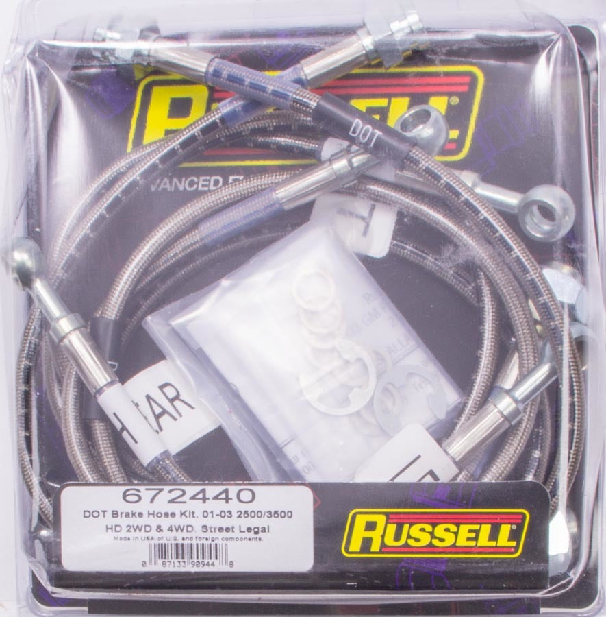 Russell Brake Hose Kit 672440 Stainless Steel Braided for 2001-2006 GM Heavy Duty Trucks